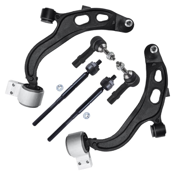 Detroit Axle - 6pc Front End Suspension Kit for 2013-2015 Ford Lincoln Flex Taurus MKT 2013 MKS, 2 Lower Control Arms with Ball Joints 4 Inner Outer Tie Rod Ends Replacement