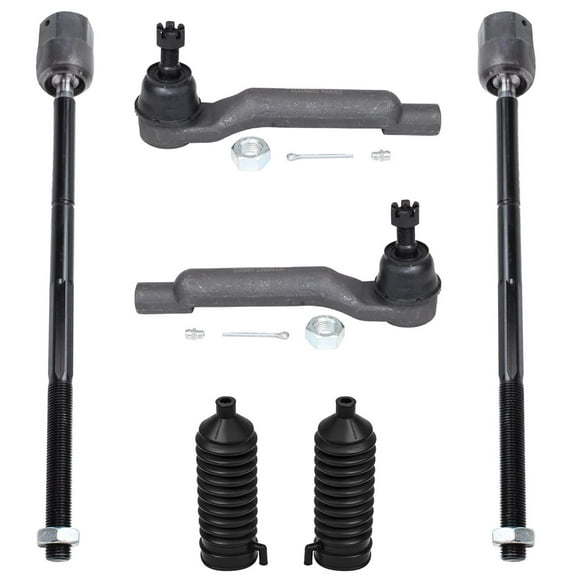 Detroit Axle- 6pc Front Inner and Outer Tie Rods + Rack and Pinion + Boots Replacement for 1989-1997 Ford Thunderbird Mercury Cougar