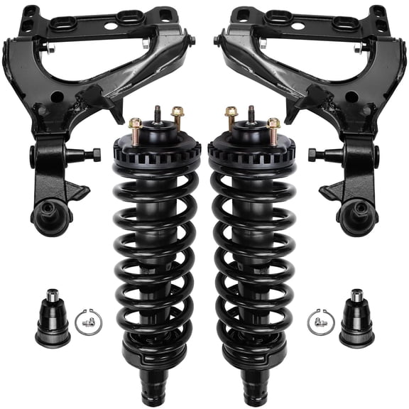 Detroit Axle - 4.2L Front End Suspension Kit for Chevy Trailblazer EXT GMC Envoy XL Buick Rainier Isuzu Ascender Saab 9-7x, 2 Lower Control Arms w/Ball Joints 2 Ready Struts 2 Upper Ball Joints
