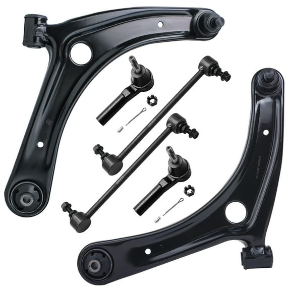 Detroit Axle - 6pc Front Lower Control Arms Outer Tie Rods Sway Bars Replacement for Jeep Compass Patriot Fits select: 2014 JEEP PATRIOT SPORT, 2007 DODGE CALIBER