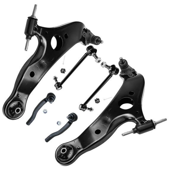 Detroit Axle - 6pc Front Control Arms Kit for 2004-2010 Toyota Sienna, Lower Control Arms w/Ball Joints Outer Tie Rods Sway Bar Links Replacement