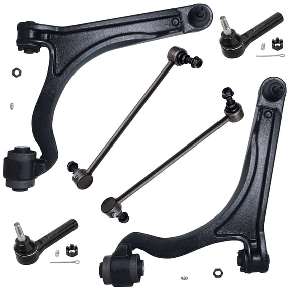 Detroit Axle - 6pc Front Lower Control Arms Outer Tie Rods Sway Bars Replacement for Chrysler Pacifica