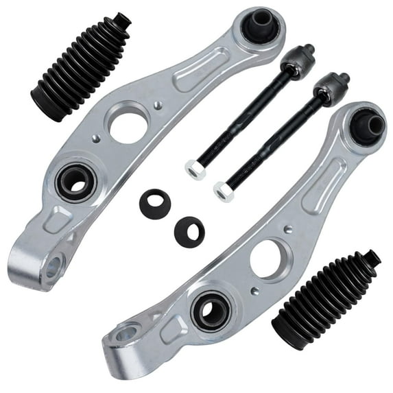 Detroit Axle - 6pc Front Lower Forward Control Arms w/ Ball Joints, Inner Tie Rods w/ Boots for 2005 2006 Infiniti G35 X Models - AWD ONLY