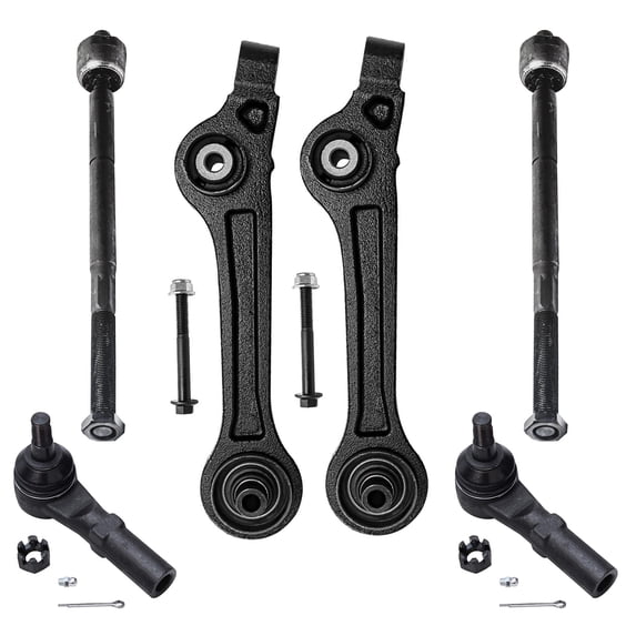 Detroit Axle - 6pc Front Lower Rearward Control Arms Tie Rods Replacement for Dodge Charger