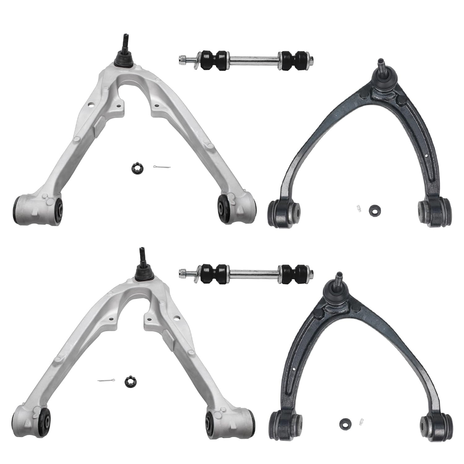 Detroit Axle 6pc Front Lower Upper Control Arms Sway Bars Replacement