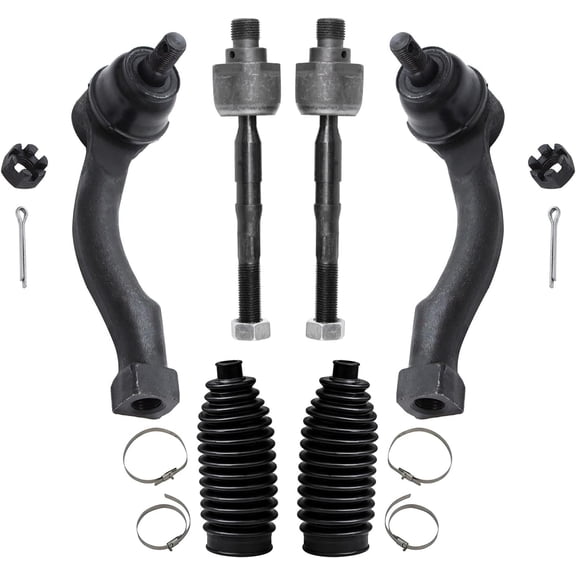 Detroit Axle - 6pc Front Outer & Inner Tie Rods + Boots Suspension Kit for 2003-2009 Kia Sorento