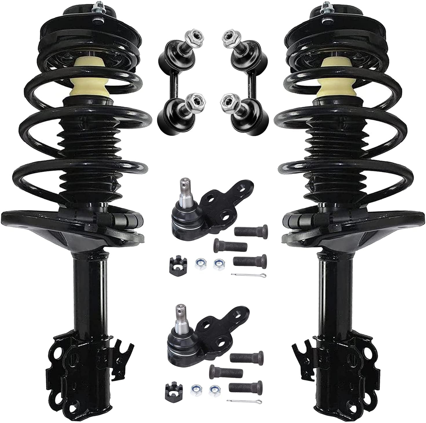 Detroit Axle 6pc Front Struts Lower Ball Joints Sway Bars Replacement