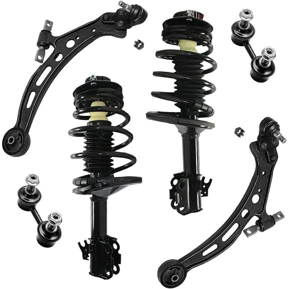 Detroit Axle - 6pc Front End Suspension Kit for 95-96 Toyota Avalon, 92-96 Camry, Struts & Coil Spring Lower Control Arms w/Ball Joint Sway Bars 1992 1993 1994 1995 1996 Replacement