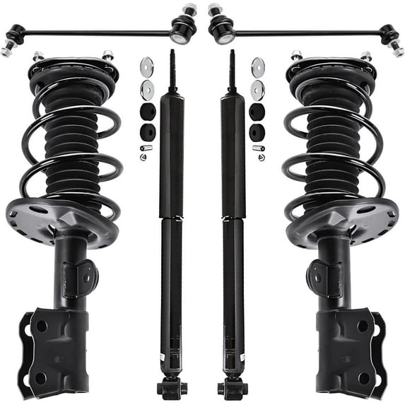 Detroit Axle - Struts Shocks Kit for Toyota 2010-2015 Prius, Front Struts Sway Bar Links Rear Shocks 2012 2014 Replacement Suspension