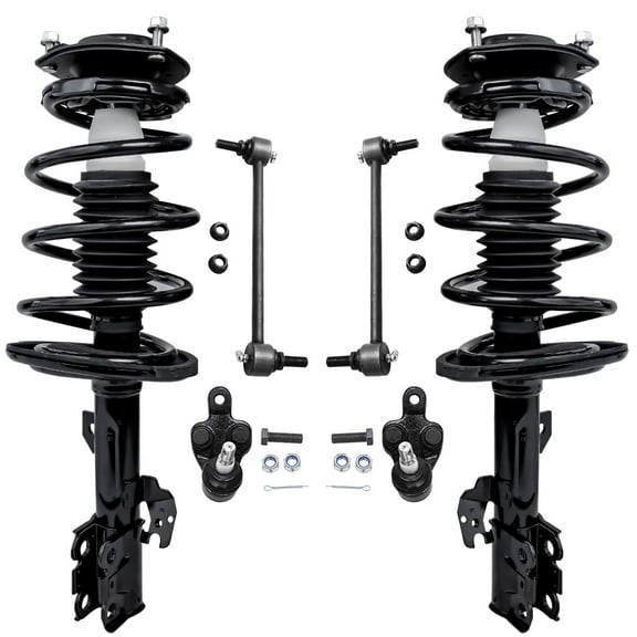 Detroit Axle - 6pc Front Suspension Kit for 04-06 Toyota Camry Solara Lexus ES330 2 Ready Struts w/Coil Spring 2 Sway Bar Links 2 Lower Ball Joints 2004 2005 2006 Replacement Suspension