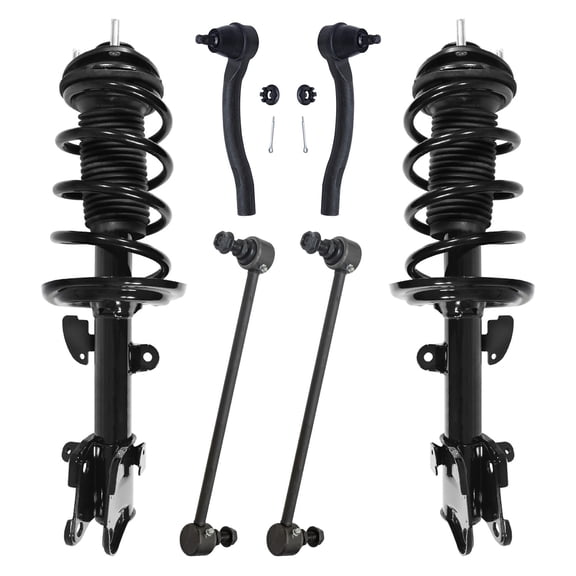 Detroit Axle - 6pc Front Suspension Kit for Acura 2007-2013 MDX ZDX 2 Struts with Coil Spring Assembly 2 Sway Bar End Links 2 Outer Tie Rod Ends 2008 2009 2010 2011 2012 Replacement