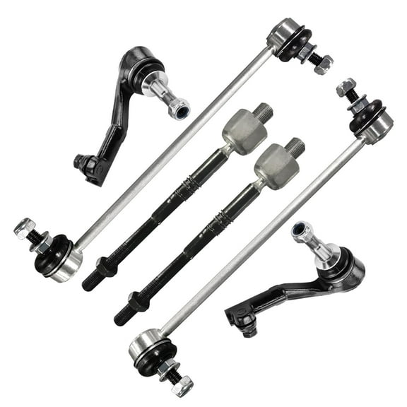 Detroit Axle - 6pc Front Suspension Kit for BMW 128i 135i 323i 325i 328i 330i 335d 335i 335is X1 Z4, 4 Inner and Outer Tie Rod End Links 2 Sway Bar Links Replacement