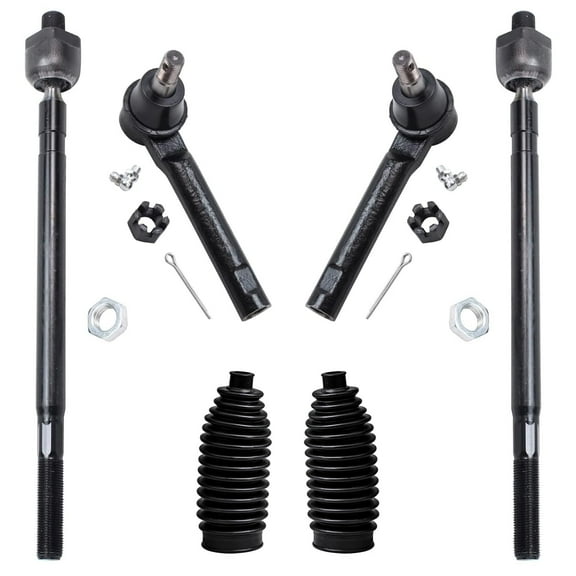 Detroit Axle - 6pc Front Suspension Kit for 2004-2009 Nissan Quest 4 Tie Rod End Links 2 Boots 2005 2006 2007 2008 Replacement