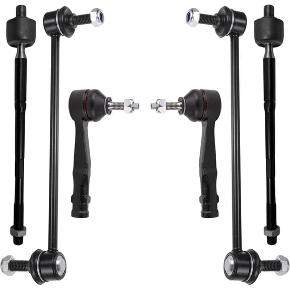 Detroit Axle - 6pc Front Tie Rods Sway Bars for 2017 2018 2019 2020 2021 Jeep Compass, 2 Suspension Sway Bar Links 4 Inner and Outer Tie Rod End Links Replacement