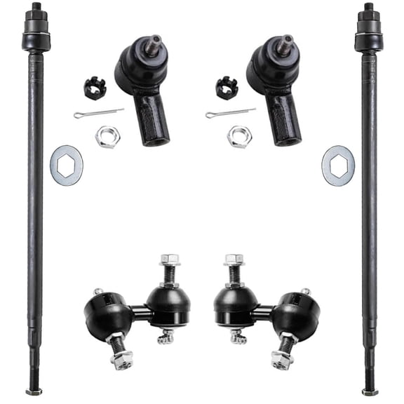 Detroit Axle - 6pc Front Tie Rods Sway Bars for 2002-2006 Honda CR-V 2003 2004 2005, 4 Inner & Outer Tie Rods, 2 Sway Bar Links, CRV Replacement