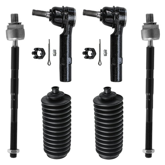 Detroit Axle - 6pc Front Tie Rods for Chevy Traverse GMC Acadia Saturn Outlook Buick Enclave, 4 Inner & Outer Tie Rod Ends, 2 Boots Replacement
