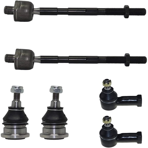 Detroit Axle - 6pc Front Upper Ball Joints + Inner & Outer Tie Rods Replacement for 95-00 Sebring - [95-00 Dodge Avenger] - 95-98 Eagle Talon - [95-99 Mitsubishi Eclipse] - 94-99 Mitsubishi Galant FWD