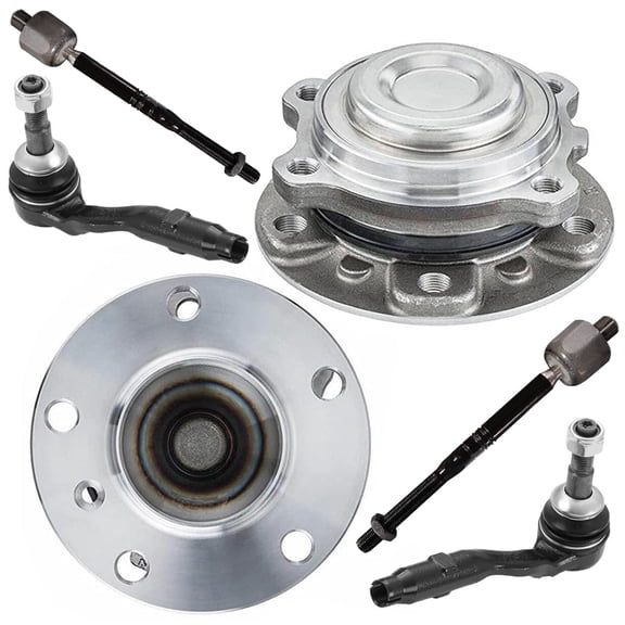 Detroit Axle - 6pc Front Wheel Bearing Hubs Kit for BMW 528i 535d 535i 550i 640i 650i 740i 750i 750Li Ghost Wraith Dawn 2 Wheel Bearing Hubs Assembly 4 Inner Outer Tie Rods Replacement