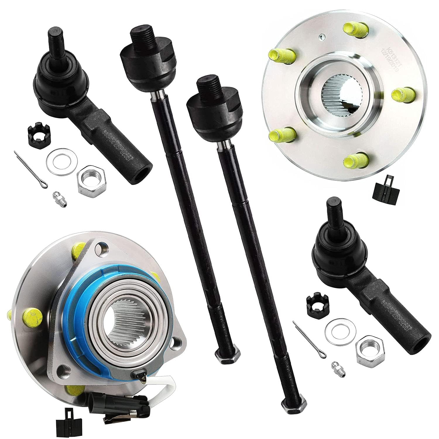 Wheel Rod Replacement Detroit Axle - 6pc Front Wheel Hub Bearings Tie Rods Replacement for ...
