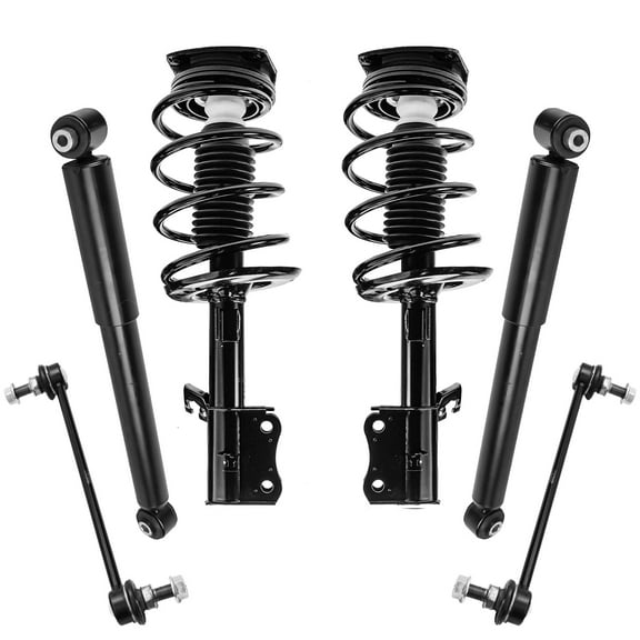 Detroit Axle - 6pc Struts Kit for 2007-2012 Nissan Sentra Complete Front Struts w/Coil Spring Sway Bar Links and Rear Shock Absorbers 2008 2009 2010 2011 Replacement Ready Struts Assembly