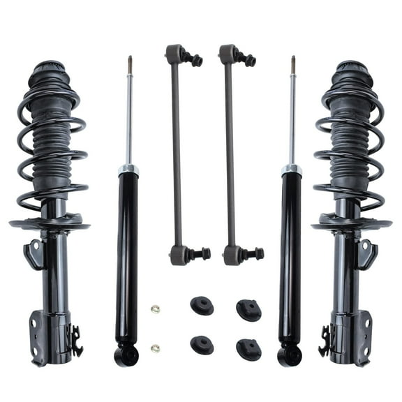 Detroit Axle - 6pc Struts Shock Absorbers Kit for 2006-2012 Toyota Yaris Complete Front 2 Struts w/Coil Spring 2 Sway Bar Links 2 Rear Shock Absorbers 2007 2008 2009 2010 2011 Replacement