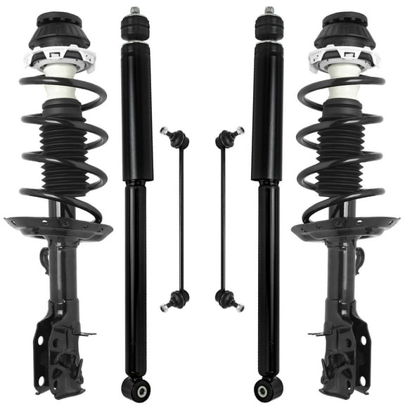 Detroit Axle - 6pc Struts Shocks Kit for 2009-2013 Honda Fit, 2 Front Struts with Coil Springs 2 Rear Shock Absorbers 2 Front Sway Bars 2010 2011 2012 Suspension Replacement
