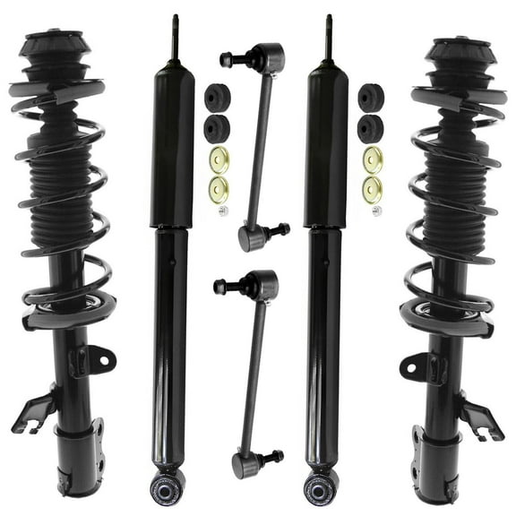 Detroit Axle - 6pc Struts Shocks Kit for 2012-2019 Nissan Versa Note, 2 Front Struts with Coil Springs 2 Rear Shock Absorbers 2 Front Sway Bars 2013 2014 2015 2016 2017 2018 Suspension Replacement