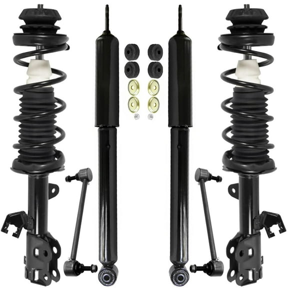 Detroit Axle - 6pc Struts Shocks Kit for 2012-2019 Nissan Versa Note, 2 Front Struts with Coil Springs 2 Front Sway Bars 2 Rear Shock Absorbers 2013 2014 2015 2016 2017 2018 Suspension Replacement