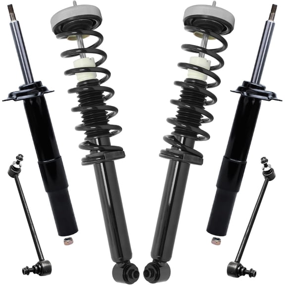 Detroit Axle - 6pc Struts Shocks Kit for BMW 528i 525i 530i 535i, 2 Rear Struts with Coil Springs 2 Front Shock Absorbers 2 Front Sway Bars Suspension Replacement
