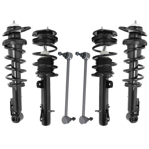 Detroit Axle - 6pc Struts Sway Bars for 2007-2015 Mini Cooper, 4 Front Rear Struts with Coil Spring Assembly 2 Front Sway Bar End Links 2008 2009 2010 2011 2012 2013 2014 Replacement Suspension Kit