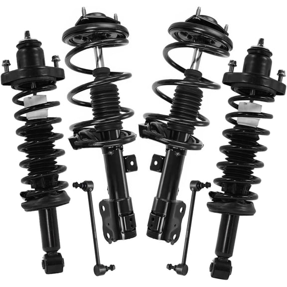 Detroit Axle - 6pc Struts Sway Bars for 2008 2009 2010 Mitsubishi Lancer [Automatic CVT Transmission], 4 Front Rear Struts with Coil Springs 2 Front Sway Bars Suspension Replacement