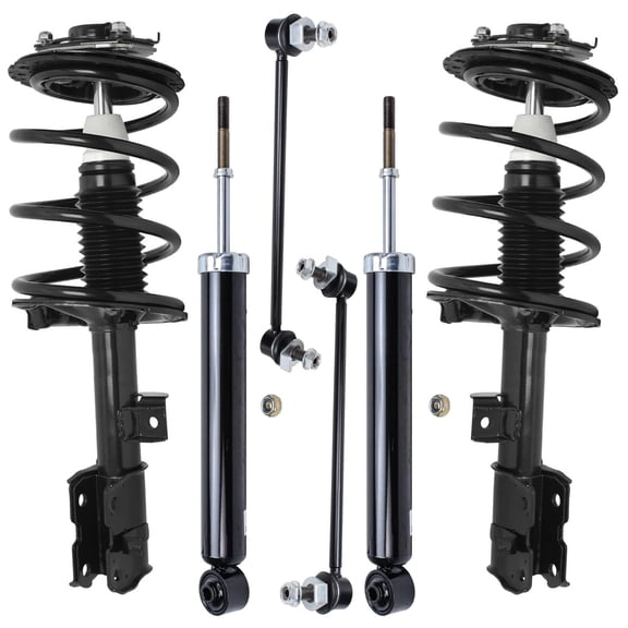 Detroit Axle - 6pc Suspension Kit for 2003-2008 Infiniti FX35 FX45, 2 Front Struts with Coil Spring 2 Front Sway Bar Links 2 Rear Shock Absorbers 2004 2005 2006 2007 Replacement