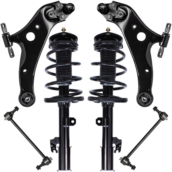 Detroit Axle - 6pc Suspension Kit for 2008-2011 Toyota Highlander 2009 2010 , 2 Ready Struts, 2 Lower Control Arms w/Ball Joints Assembly, 2 Stabilizer Sway Bar Links Replacement