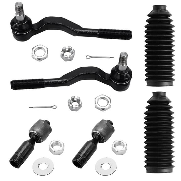 Detroit Axle - 6pc Suspension Kit for 4WD 1995-2004 Toyota Tacoma, RWD 1998-2004 Tacoma Pre Runner, 4 Inner and Outer Tie Rods, 2 Boots 1996 1997 1999 2000 2001 2002 2003 Replacement