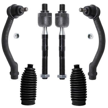 Detroit Axle - 6pc Suspension Kit for 2006-2010 Hyundai Sonata, 2006-2011 Azera, 4 Inner and Outer Tie Rods, 2 Boots, 2007 2008 2009 Replacement