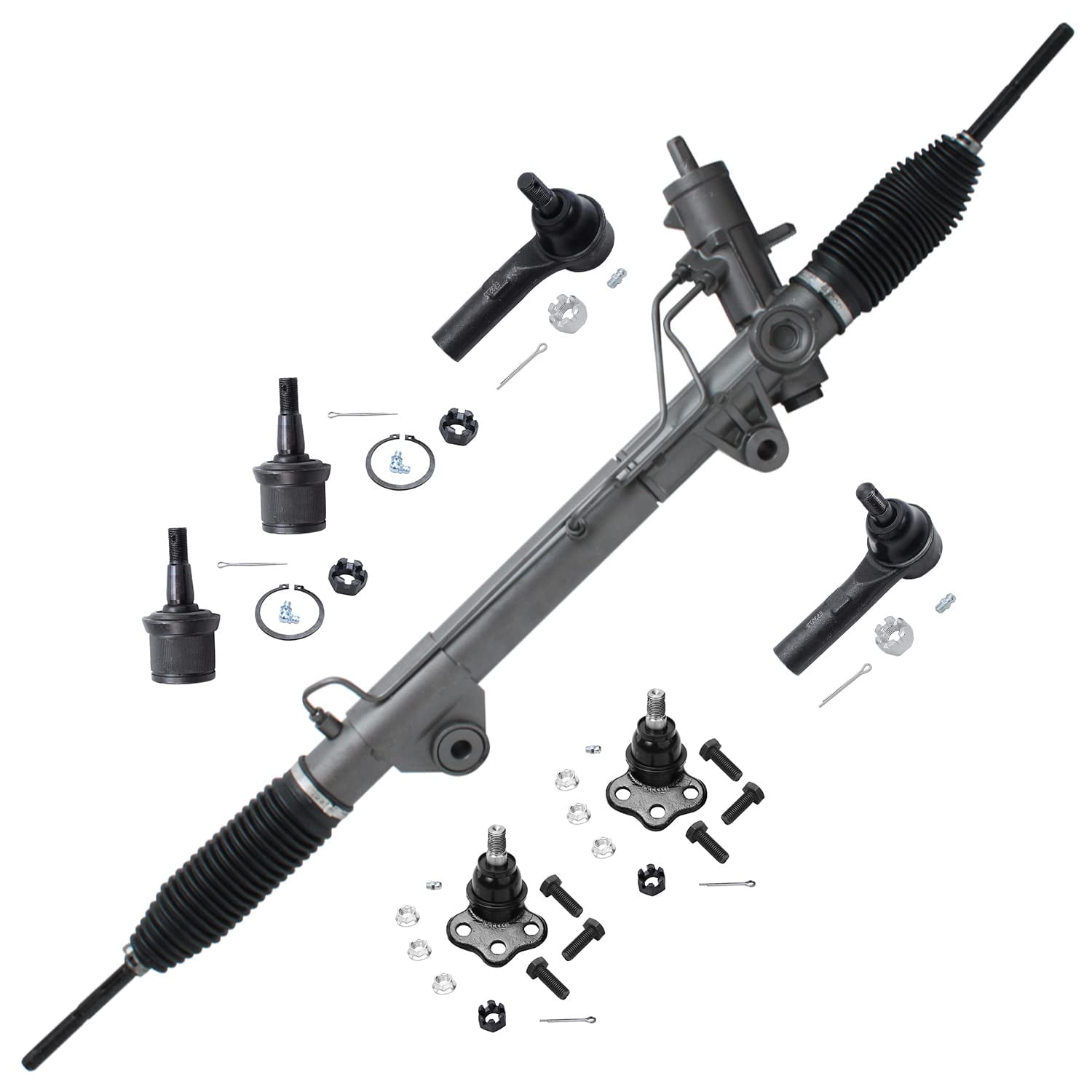 Detroit Axle 7pc 4WD Power Steering Rack & Pinion Tie Rods Ball