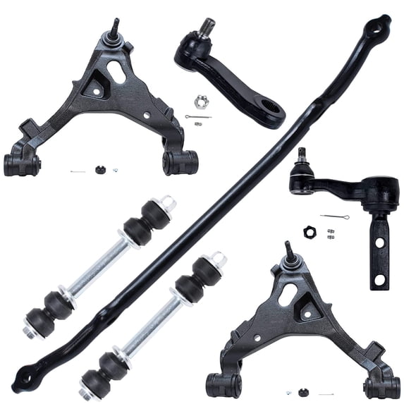 Detroit Axle - 7pc Front Lower Control Arms Sway Bars Idler Arm 2.48 Bolt Pattern Pitman Arm & Center Link Kit Replacement for Expedition F150 Heritage F150 Truck Navigator 4WD