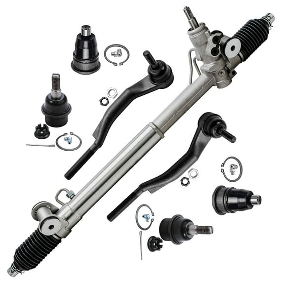 Detroit Axle - 7pc Power Steering Rack & Pinion Front Ball Joints Outer Tie Rods Replacement for GMC Envoy Fits select: 2004-2007 CHEVROLET TRAILBLAZER LS/LT, 2004-2007 BUICK RAINIER CXL