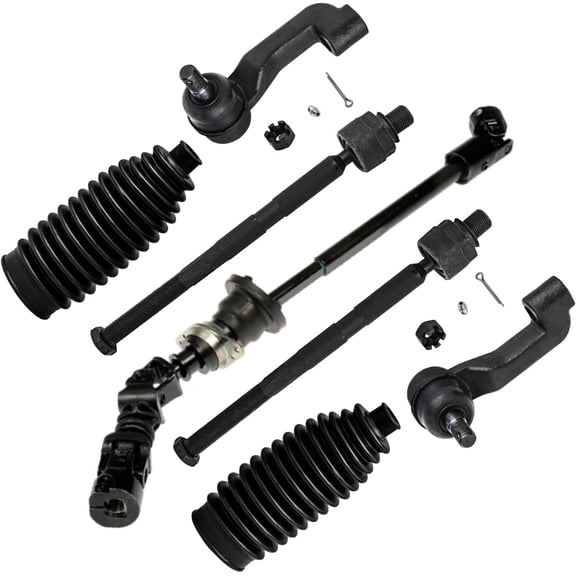 Detroit Axle - 7pc Steering Shaft Kit for 2008 Jeep Liberty 2007-2008 Dodge Nitro, Intermediate Steering Shaft Assembly, Front Outer Inner Tie Rods, Boots Replacement