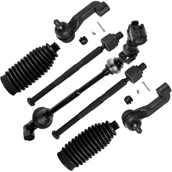 Detroit Axle - 7pc Steering Shaft Kit for 2009-2012 Jeep Liberty 2009-2011 Dodge Nitro, Lower Intermediate Steering Shaft Assembly, Front Outer Inner Tie Rods, Boots 2010 Replacement