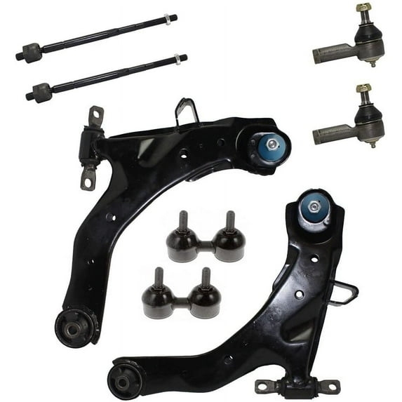 Detroit Axle - 8pc Front End Suspension Kit for 2001-2006 Hyundai Elantra 2002 2003 2004 2005, 2 Lower Control Arms w/Ball Joints, 4 Tie Rods, 2 Sway Bar Links Replacement