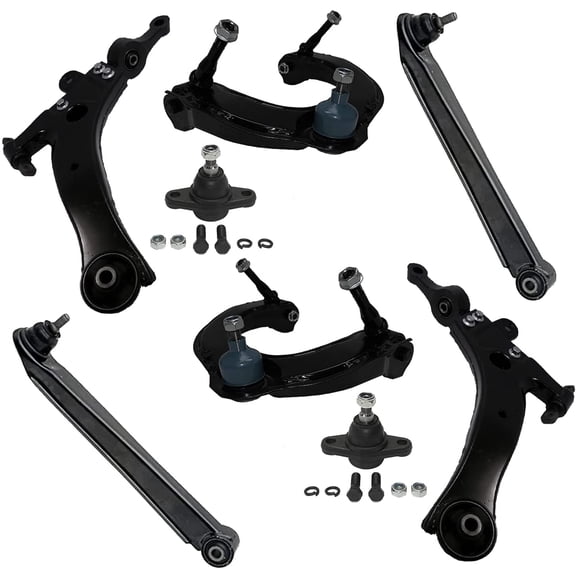 Detroit Axle - 8PC Complete Front Upper and Lower Control Arm + Rear Lower Control Arm with Ball Joint Kit Replacement for 1999 2000 2001 Hyundai Sonata