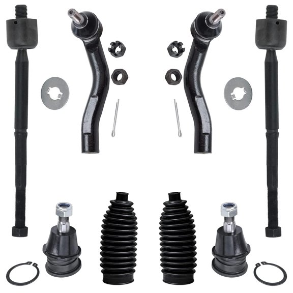 Detroit Axle - 8PC Front Lower Ball Joint, Inner and Outer Tie Rod w/Rack Boot for 2000-2005 Toyota Echo