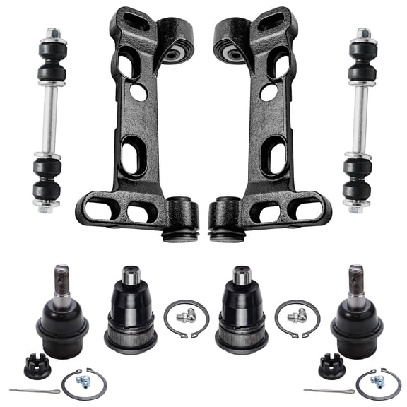 Detroit Axle - 8PC Front Lower Control Arm Brackets Ball Joints Sway Bar Links Kit for 2008 2009 Chevrolet Trailblazer GMC Envoy 2008 Saab 9-7x