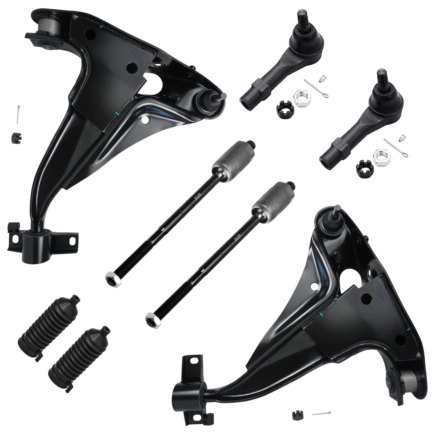 Detroit Axle - 8PC Front Lower Control Arms and Inner Outer Tie Rods w ...