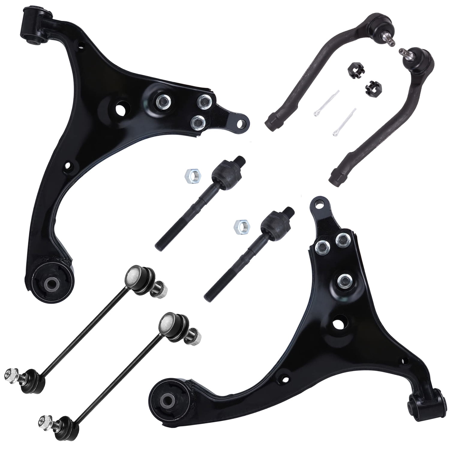 Detroit Axle 8PC Front Lower Control Arms Inner & Outer Tie Rods w/Sway Bar Links for 2007