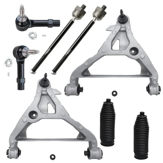 Detroit Axle - 8PC Front Lower Control Arms w/Inner and Outer Tie Rods w/Rack Boots for 2003 2004 2005 2006 Ford Expedition/Lincoln navigator