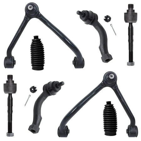 Detroit Axle - 8PC Front Upper Control Arms Inner Outer Tie Rods & Boots for 2003 - 2006 Kia Sorento