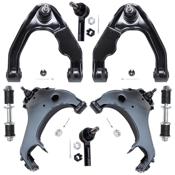 Detroit Axle - 8PC Front Upper Lower Control Arms, Sway Bars and Outer Tie Rods for 2000 2001 2002 2003 2004 Nissan Xterra
