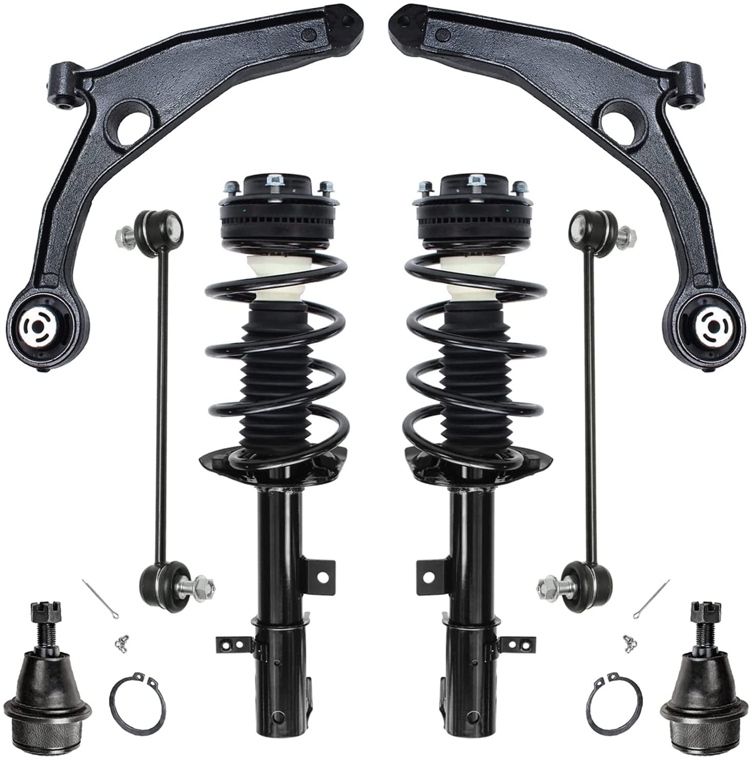 Detroit Axle 8pc 2.4L FWD Front Struts Lower Control Arms Suspension Kit Replacement for Dodge
